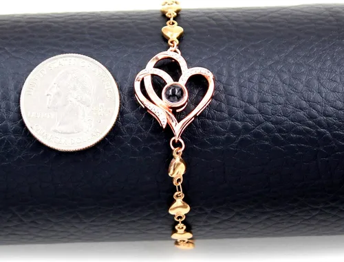 Vista 9 de Pulsera de cadena de corazón personalizada con texto en inglés "I Love You in 100 Language", regalos para mamá, esposa, novia