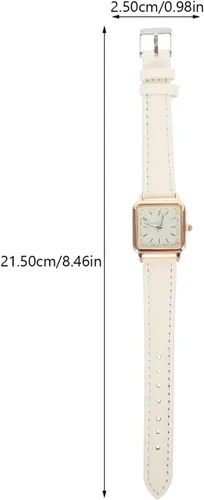 Vista 7 de Reloj de pulsera para mujer esfera cuadrada de cuero analógico Q-uartz reloj para mujer