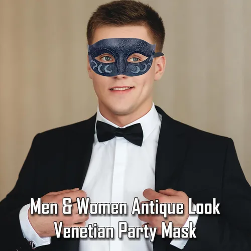Vista 3 de Máscara de mascarada para hombre, máscara de aspecto antiguo para Halloween, fiesta veneciana, fiesta de máscaras y baile de máscaras