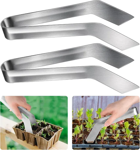 Vista 7 de 2 pinzas de trasplante de plántulas, pinzas de trasplante de plantas de jardinería de acero inoxidable de 6.7 pulgadas, pinzas de trasplante