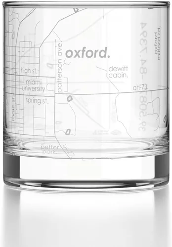 Vista 59 de Well Told Vaso de rocas grabado con mapa de Akron, Ohio, cristalería estilo antiguo (325ml, transparente) Vaso de bourbon grabado, regalos