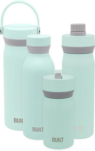 Vista 6 de BUILT Cascade - Botella de acero inoxidable aislada al vacío de doble pared con agarre cómodo y tapa giratoria, 18 onzas
