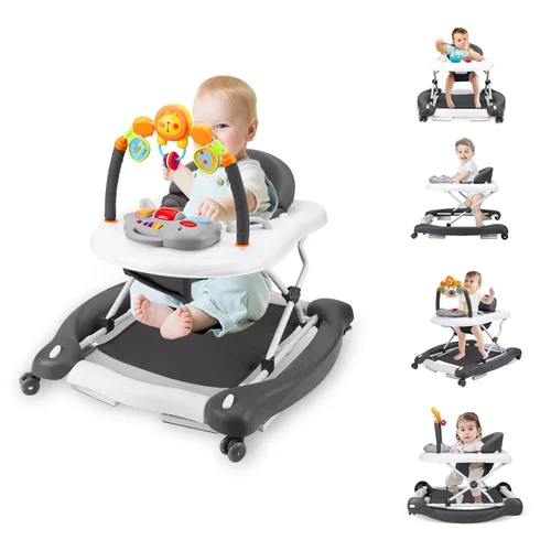 Vista 9 de Boyro Baby Andador de bebé 5-en-1, andadores de bebé para niños y niñas de 6 a 12 meses, andador de actividad plegable, andador para bebés y niños