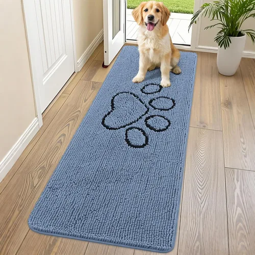 Vista 230 de Smiry Tapete para puerta de perro para patas fangosas, absorbente y Gris y negro