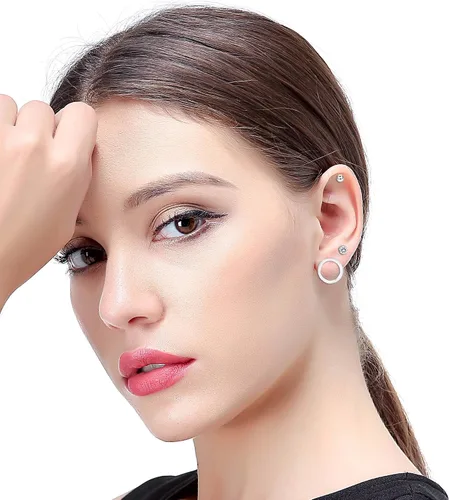 Vista 2 de Jstyle - Juego de 32 pares de aretes de aro varios colores para mujeres y niñas