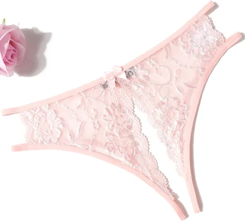 Vista 5 de Avidlove Bragas de encaje para mujer, ropa interior sexy con encaje floral con bonito centro de lazo