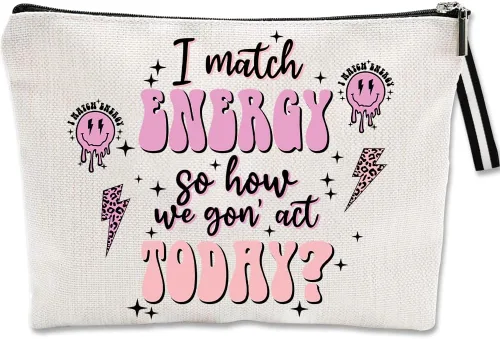 Vista 5 de Bolsa de maquillaje inspirada para mujer, bonita bolsa de cosméticos para amigos y familia, bolsa de aseo de viaje, bolsa de cosméticos portátil