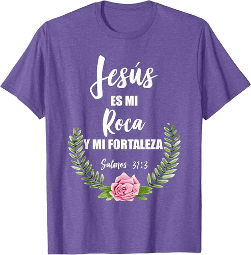 Vista 38 de Jesus ES Mi Roca - Camiseta con versículo bíblico cristiano español Salmos Asphalt Grey