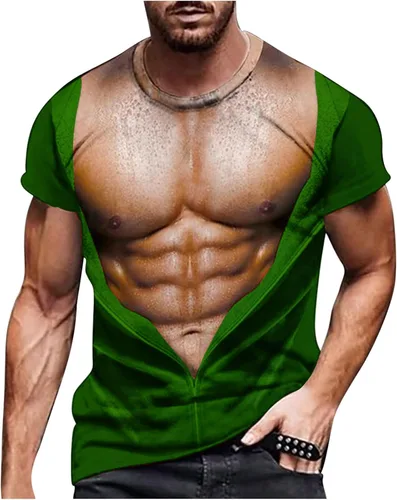 Vista 15 de Camisetas gráficas para hombre, grandes y altas, de manga corta, con estampado muscular, cuello redondo, casual, holgadas, para verano