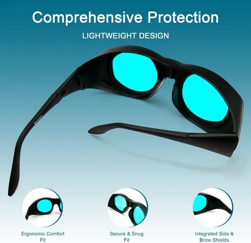 Vista 7 de MCWlaser Gafas de seguridad láser 680-1100nm OD7+; YAG, módulo láser infrarrojo y luz fría gafas láser de protección ocular para 755nm, 808nm