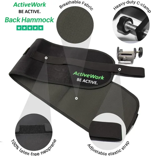 Vista 6 de Sistema de hamaca de espalda – Cinturón de soporte lumbar para usuarios de escritorio de pie – Ergonómico, cómodo, alivio del dolor de espalda baja
