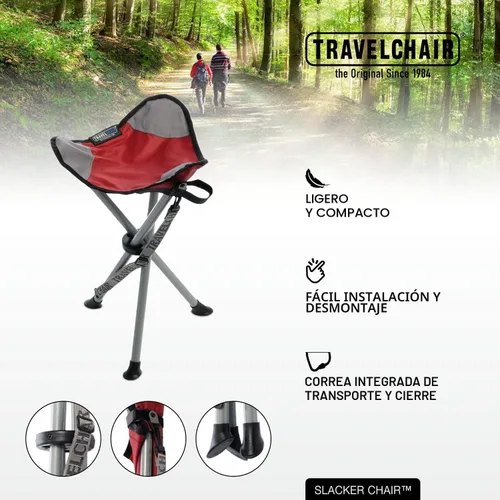 Vista 5 de Travel Chair Slacker Silla trípode para campamento, silla ligera, correa de transporte ajustable para un fácil transporte, patas de pato de gran