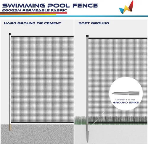 Vista 2 de Windscreen4less - Valla de seguridad para piscinas enterradas, valla de seguridad desmontable con mangas de postes, panel de valla de patio
