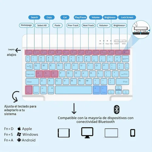 Vista 2 de MMK para Galaxy Tab A9 Plus Funda con Teclado, Funda para Teclado de Tablet Samsung A9 Plus (11" 2023, SM-X210/X216/X218), Inalámbrica Desmontable