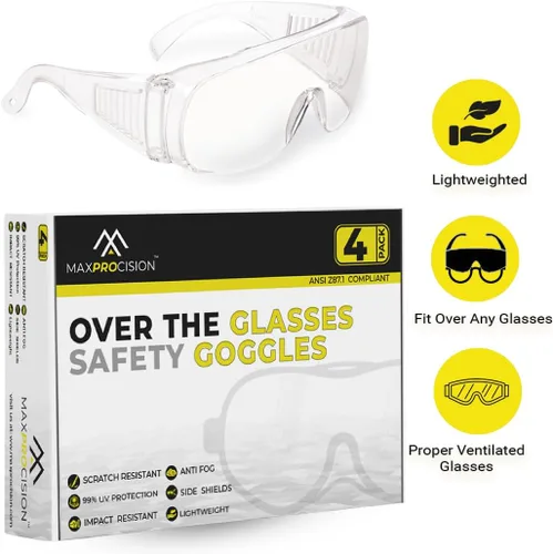 Vista 6 de Paquetes al por Mayor de Gafas de Seguridad Sobre Anteojos - (ANSI Z87, Antivaho, Resistente a Arañazos, Protección UV)