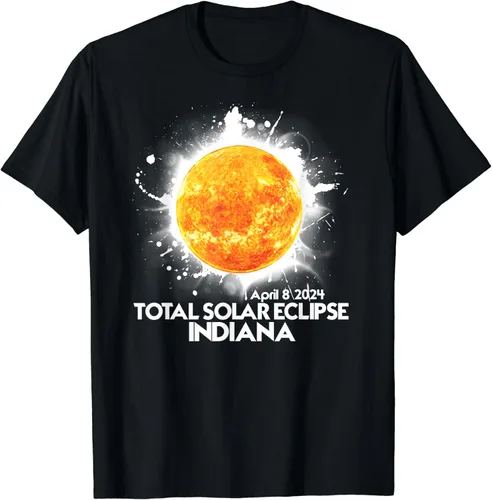 Vista 2 de Totality Indiana 2024 American Total Solar Eclipse Camiseta, Negro