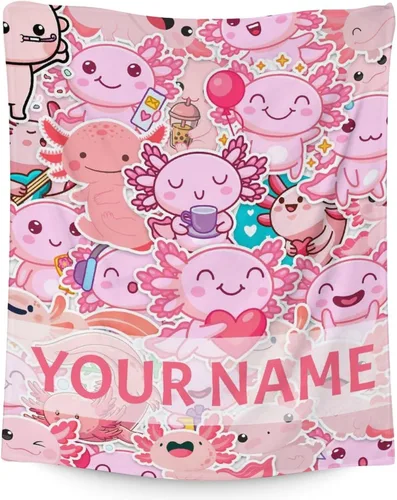 Vista 9 de Axolotl - Manta de regalo – 30 x 40 pulgadas, bonita manta de ajolote para mujeres y niñas, franela azul, suave, cálida y acogedora para sofá