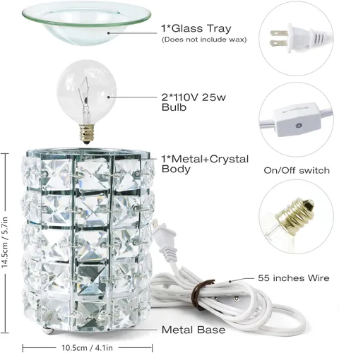 Vista 2 de STRN Calentador de cera de cristal, quemador eléctrico de cera para cubos de cera, regalos del día de San Valentín, decoración de fragancia
