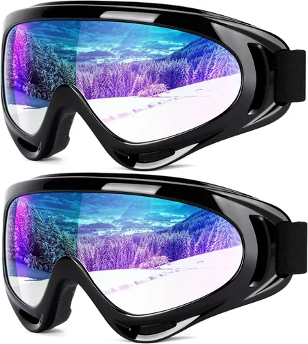 Vista 9 de Braylin Paquete de 2 gafas de esquí de nieve, gafas de snowboard para hombres, mujeres, jóvenes, niños, niños o niñas, gafas de moto de nieve