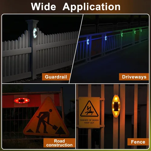 Vista 6 de Aolyty Luz estroboscópica solar de advertencia para exteriores, impermeable, brillante, luz solar intermitente de seguridad para sitios de Amarillo