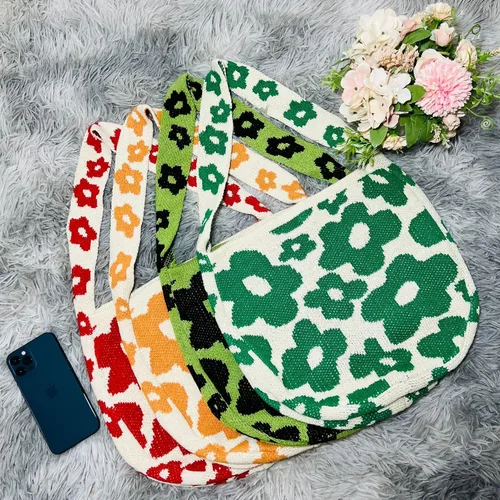 Vista 5 de Bolso cruzado de ganchillo con diseño de hadas Y2K para mujer, bolso de compras de moda, bolso de hombro de punto