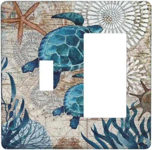 Vista 15 de Placa de Pared en Blanco de 1-Gang Sin Dispositivo Beige Lindo Vintage Boho de los 70s Hongo Fungus Planta Floral Botánica Libélula Interruptor