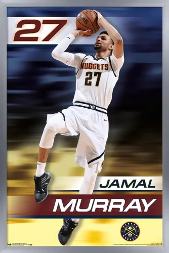 Vista 11 de Trends International NBA Denver Nuggets - Póster de pared de Jamal Murray 19, 14.725 x 22.375 pulgadas, versión enmarcada de madera de granero