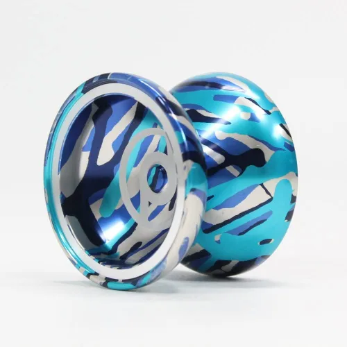 Vista 2 de Spintastics Yoyó latigazo cervical - YoYo profesional de metal sensible (salpicaduras azules y plateadas)