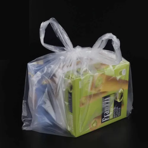 Vista 4 de Bolsos de compras plásticos transparentes de la camiseta de la manija, 400 bolsos reutilizables del transporte de las cuentas Plastic T Shirt