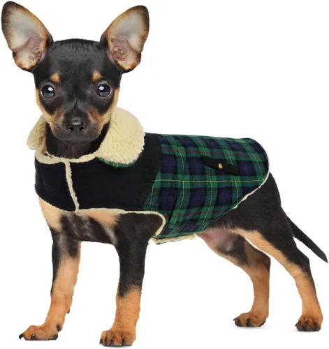 Vista 32 de Abrigo de invierno para perros pequeños, chaqueta sólida para cachorros, abrigo cálido para mascotas para clima frío, prendas acolchadas resistentes
