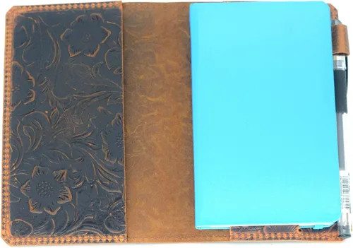 Vista 3 de JJNUSA Funda de cuero compatible con Moleskine Pocket (3.5 x 5.5 pulgadas), A6, funda de cuero para cuaderno de viaje, cuero envejecido para Marrón