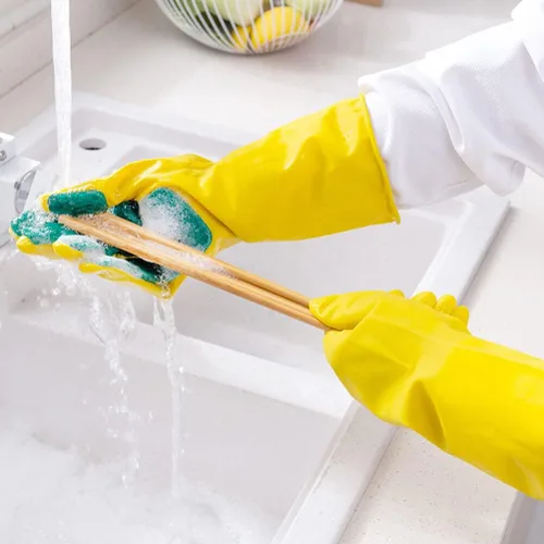 Vista 7 de iplusmile 1 par de guantes de látex guantes de fregado guantes de látex para el hogar guantes de lavado de platos reutilizables guantes de mano