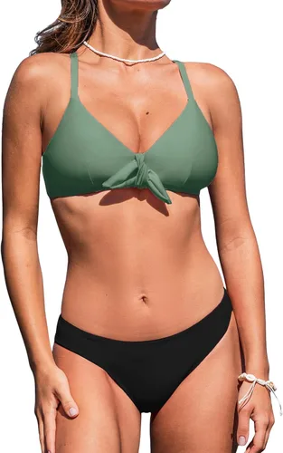 Vista 111 de CUPSHE - Conjunto de bikini de dos piezas para mujer, estampado floral y detalle de nudo de conejo