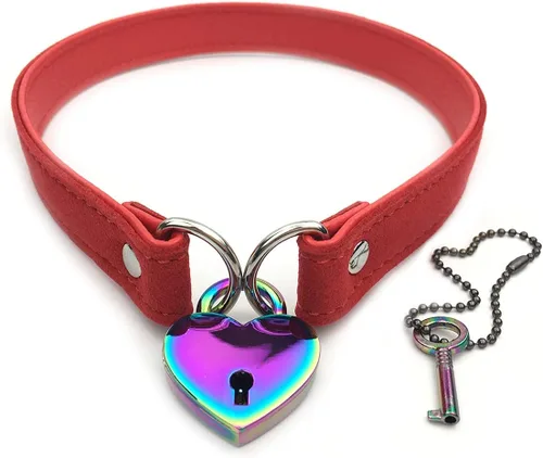 Vista 7 de Collar de Gargantilla con Candado y Llave con Candado de Corazón para Mujeres y Hombres, 14 pulg.