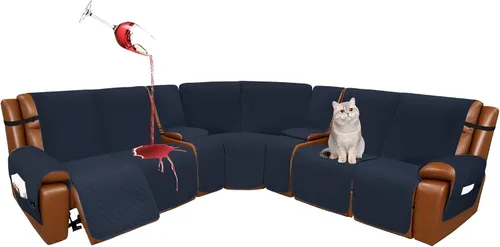 Vista 15 de Fundas de terciopelo 10% impermeables para sofá modular reclinable en forma de L, 1 pieza, fundas acolchadas para sofá reclinable esquinero, juego