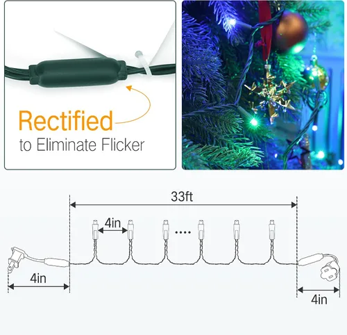 Vista 6 de Brizled - Luces de Navidad LED azules y verdes, 10 metros, 100 luces de 5 mm de ancho de ángulo, mini luces de árbol conectables, UL listadas