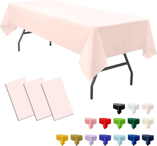 Vista 12 de Paquete de 3 manteles de plástico premium negros desechables de 54 x 108 pulgadas. Mantel rectangular desechable para mesas de fiesta