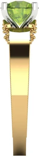 Vista 3 de Clara Pucci Solitario de corte redondo de 1.64 ct Propuesta de peridoto verde vívido diseñador boda aniversario nupcial con acento 14k 2 tono oro