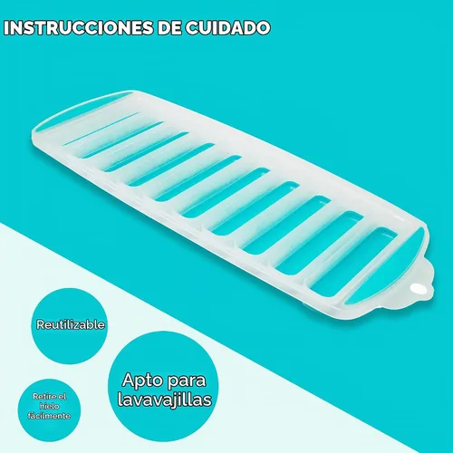 Vista 5 de Jacent Bandeja reutilizable de silicona y plástico para cubitos de hielo, cubos de hielo fáciles de empujar y reventar para botella de deportes