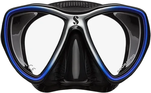 Vista 2 de SCUBAPRO Synergy - Mini máscara de buceo con correa cómoda (negro/plateado con falda negra)