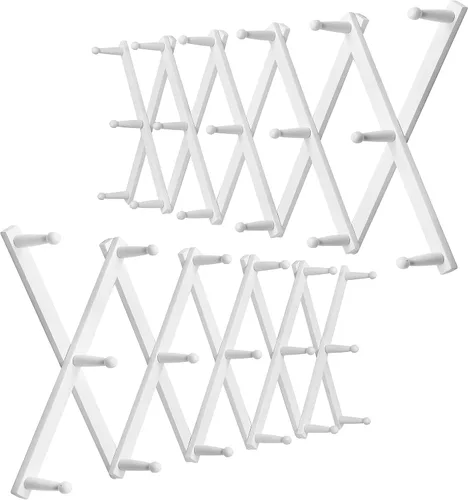 Vista 29 de WEBI Perchero de Pared Acordeón, Perchero de Sombreros de Madera Expandible para Perchero de Abrigos Montado en Pared, Soporte de Ganchos Acordeón
