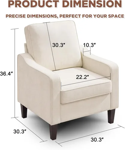 Vista 2 de Weture Silla de Acento de Estilo Moderno de Mediados del Siglo, Sillón de Lino Moderno para la Sala de Estar, Cómodas Sillas de Lectura Tapizadas
