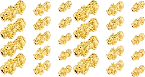 Vista 7 de BENECREAT 18 cuentas espaciadoras chapadas en oro de 24 quilates, 3D de metal chino Fengshui cuentas de la suerte para collares, pulseras, llaveros