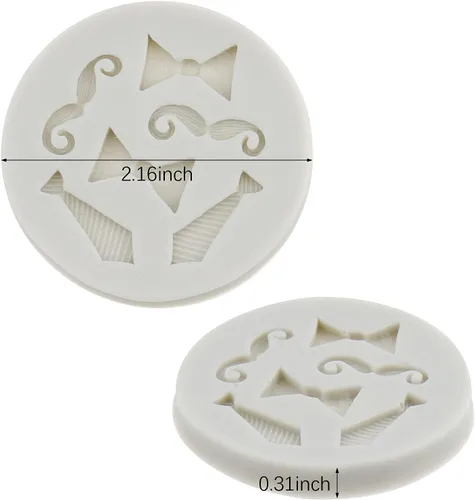Vista 2 de Luckycivia - Juego de 4 pajaritas para barba, molde de fondant de chocolate con caramelo, molde de silicona para pastel (gris)