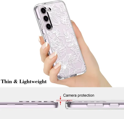 Vista 4 de ICEDIO Funda protectora duradera para Samsung Galaxy S23 Plus, ajuste delgado, transparente, con diseños de moda para niñas y mujeres, funda