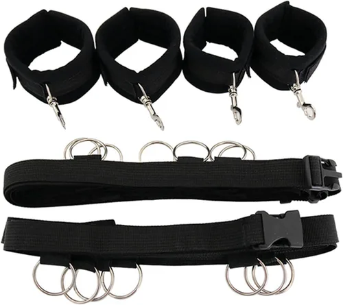 Vista 2 de Colchón de amarre sexual tamaño King para adultos y parejas, juego sexual para cama, bandas de resistencia sexual con correa de tobillo para esposas