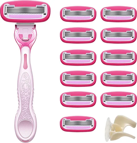 Vista 2 de Amazon Basics - Maquinilla de afeitar manual de cinco hojas para mujer, se adapta a las asas Amazon Basics y Venus, incluye 1 asa FITS, 12 cartuchos