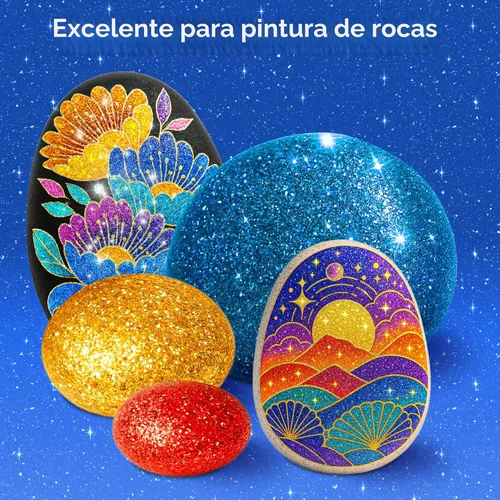 Vista 8 de ARTISTRO 24 bolígrafos de pintura de doble punta con purpurina brillante, marcadores deslumbrantes con tinta acrílica para piedra, cerámica, madera