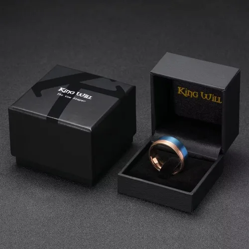 Vista 133 de King Will Anillo de boda de carburo de tungsteno para hombre con diseño de ranura, 6/7/0.315 in de ancho, acabado cepillado/pulido para hombre