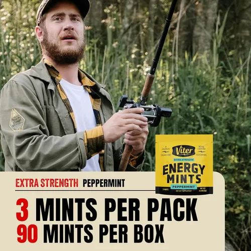 Vista 4 de Viter Energy Mentas Cafeinadas 80mg de Fuerza Extra - 90 Piezas Cafeinadas con Vitaminas B. Menta Vegana Sin Azúcar. Potenciador de Enfoque